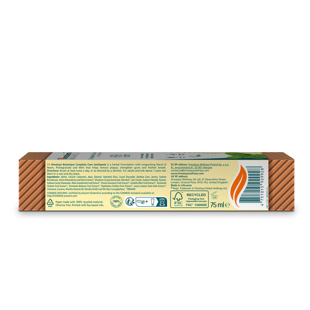 Komple Bakım Organik İçerikli Diş Macunu, 100% Vejeteryan, EcoCert sertifikasına sahip, 75 ml