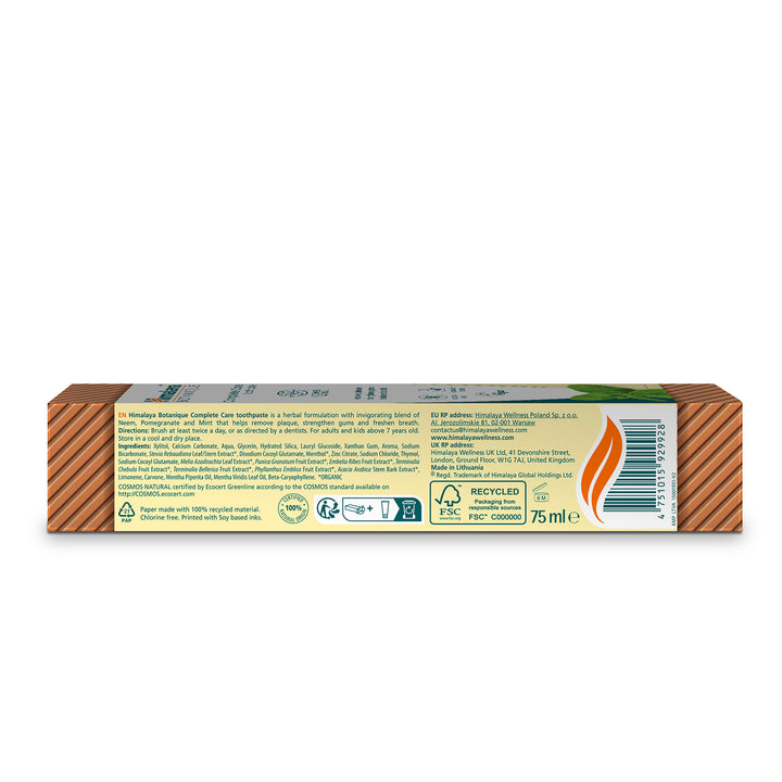 Komple Bakım Organik İçerikli Diş Macunu, 100% Vejeteryan, EcoCert sertifikasına sahip, 75 ml