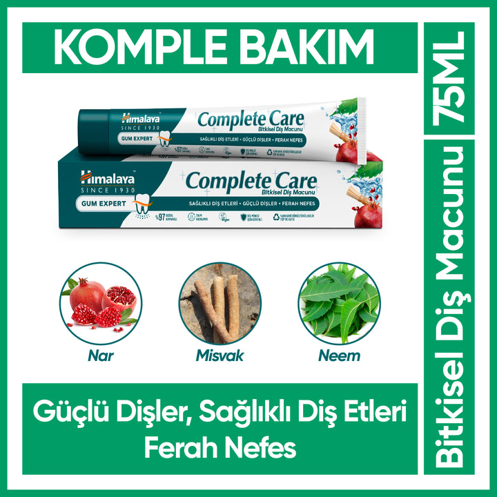 Komple Bakım Bitkisel Diş Macunu, Kalsiyum Florürlü, Parabensiz, 100%  Vejeteryan, Güçlü Dişler, 75 ml