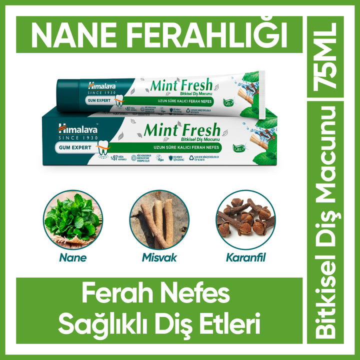 Nane Ferahlığı Bitkisel Diş Macunu, Florürsüz, Parabensiz, 100% Vejeteryan, Ferah Nefes, 75 ml