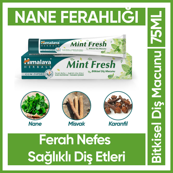 Nane Ferahlığı Bitkisel Diş Macunu, Florürsüz, Parabensiz, 100% Vejeteryan, Ferah Nefes, 75 ml