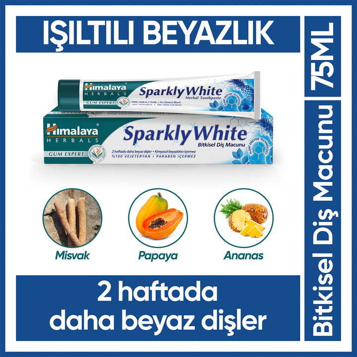 Işıltılı Beyazlık Bitkisel Beyazlatıcı Diş Macunu, Florürsüz, Parabensiz, 100% Vejeteryan, Bitkisel Enzim, 75 ml