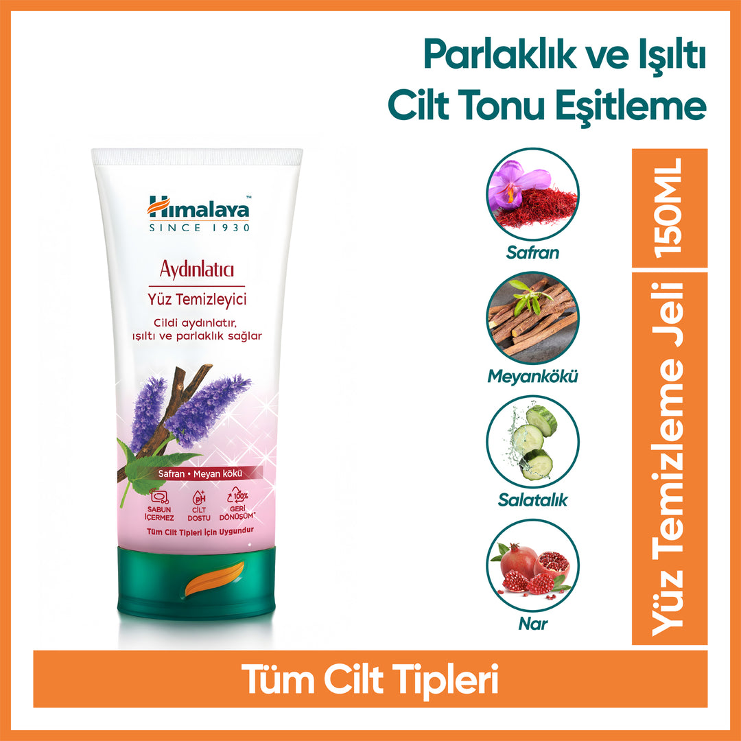 Aydınlatıcı Yüz Temizleyici, Meyan Kökü, Safran, Salatalık, Nar, Parabensiz, Tüm Ciltler, 150 ml