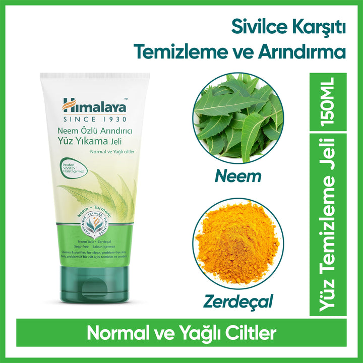 Arındırıcı Yüz Yıkama Jeli, Neem, Zerdeçal, Normal ve Yağlı Ciltler, 150 ml